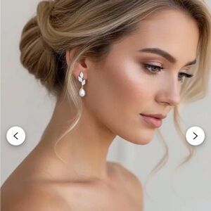 Bridal pearl drop earrings